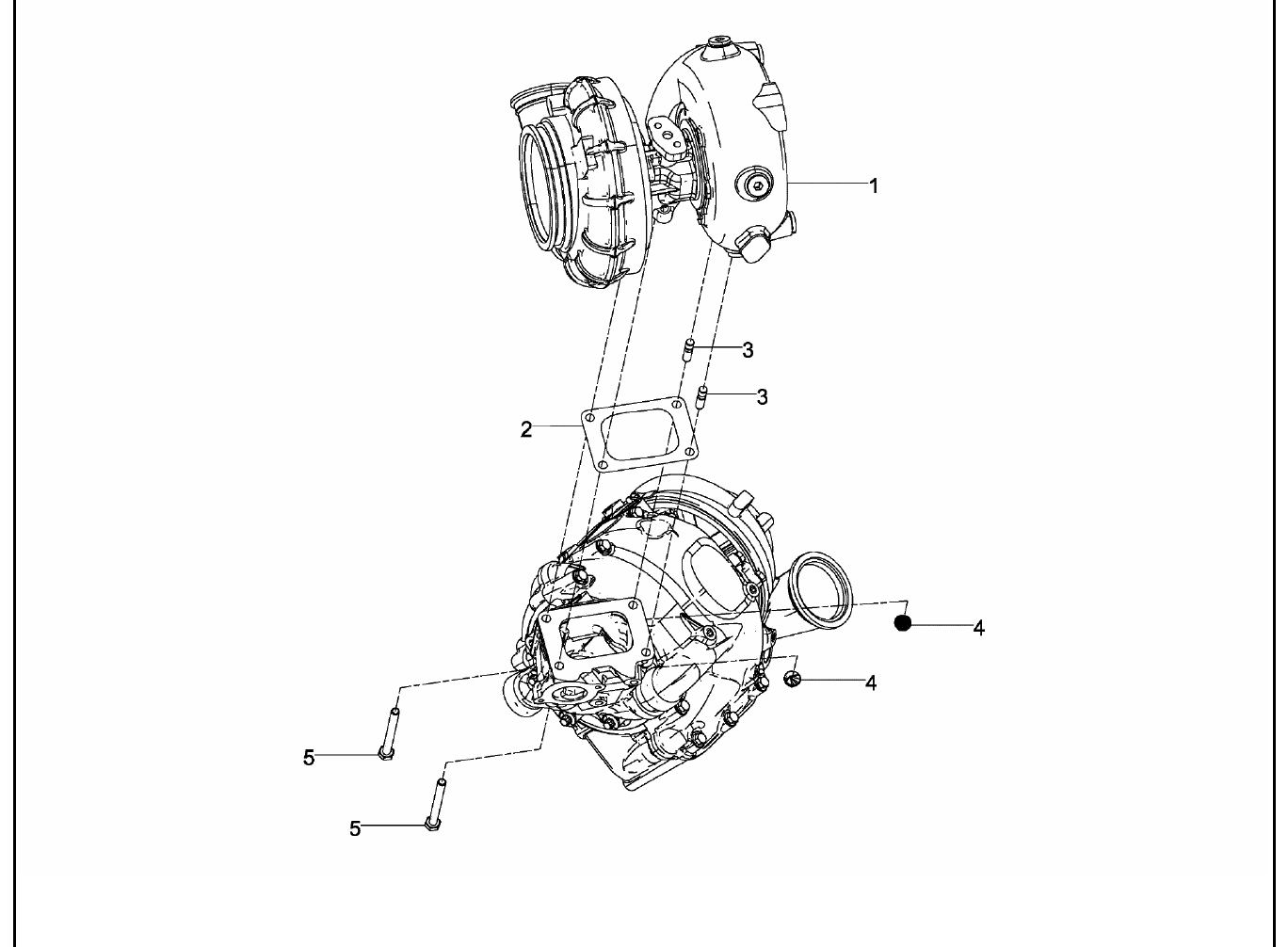 MAN D2868 LE433 turbocharger right step 1 exploded parts diagram with numbered positions